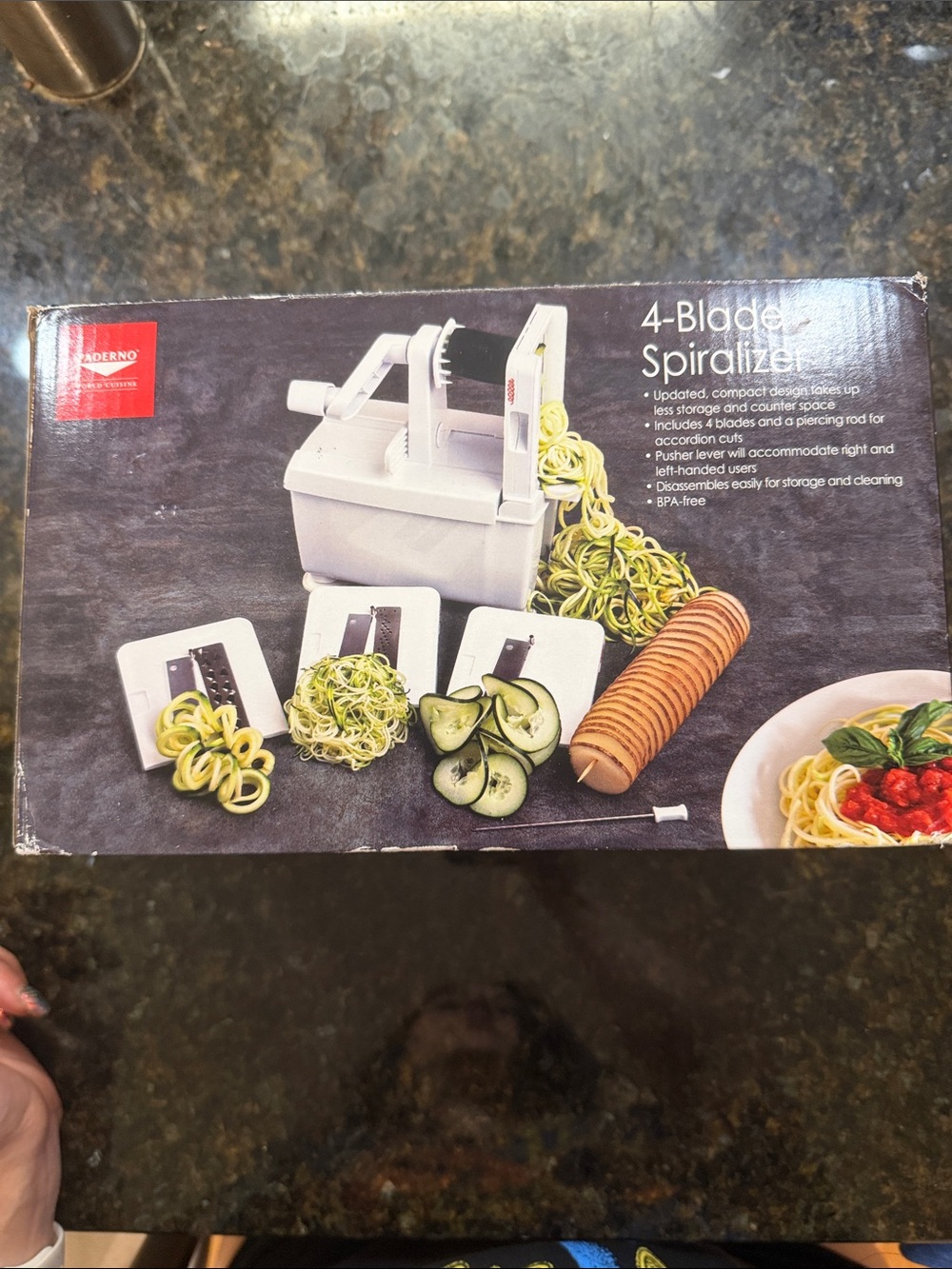 Paderno 4-Blade White Spiralizer - Kitchen Vegetable Slicer New